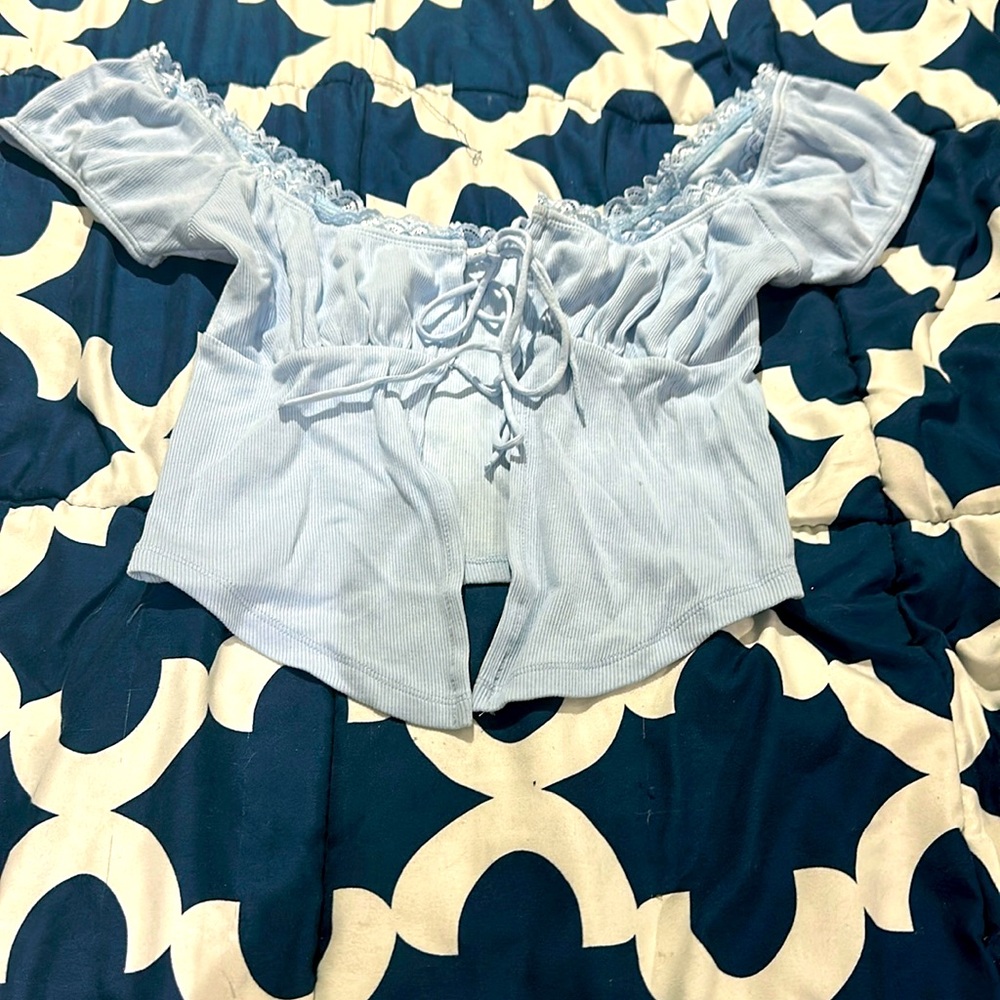 Garage crop top, blue.